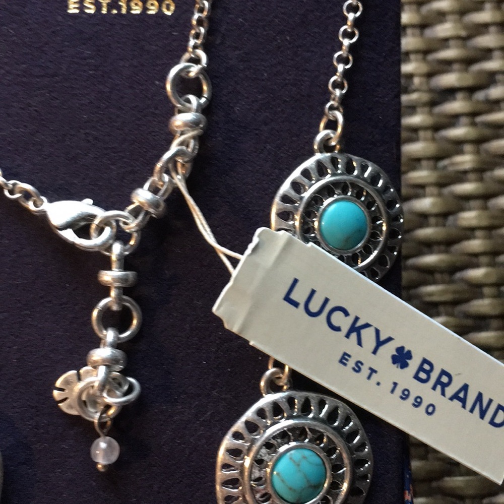 🍀Lucky Brand semi prec turquoise/silver necklace - Picture 5 of 8